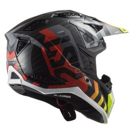 Ls2 Mx703 C X-Force Barrier H-V Yellow Red Helmet
